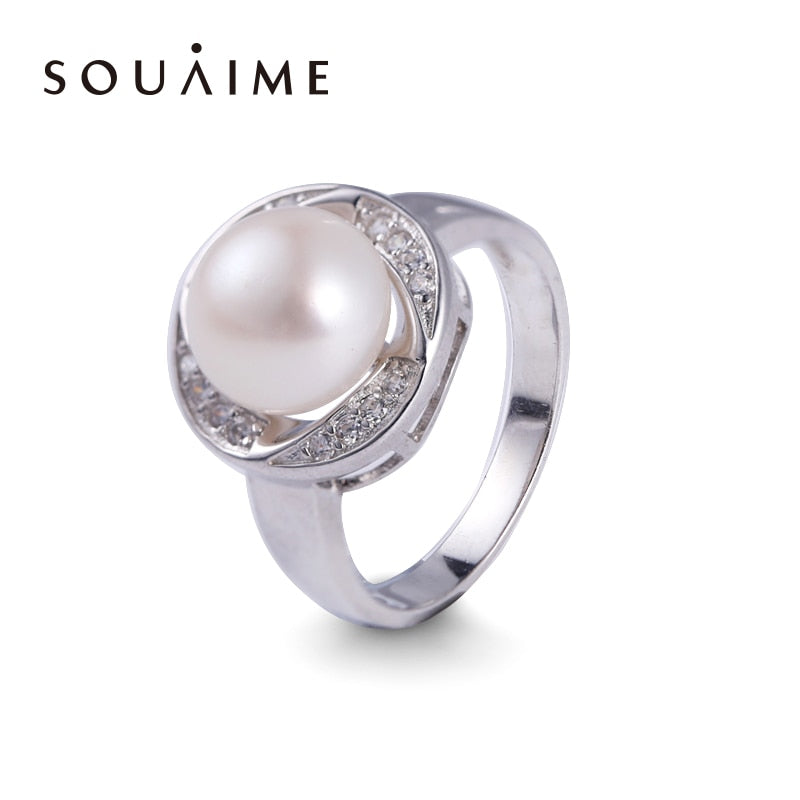 2020 Time-limited Sale Women Party Anel Feminino 925 Sterling Jewelry 9mm Natural Pearl Ring Women's Fine Birthd Gift