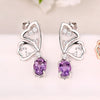 Promotion Women Party 2020 New Fashion Sterling Jewelry Earrings Natural Amethyst Crystal Butterfly Earrings, Women's