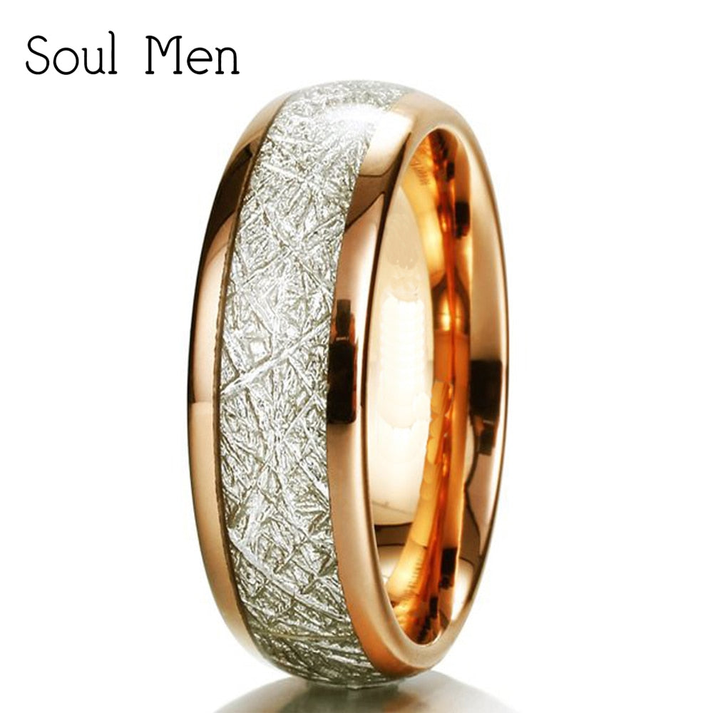 6mm Wide Rose Gold Meteorite Rings Boy & Girl Tungsten Carbide Wedding Band Natural Design Spain anillos alliance
