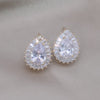 South Korea Design Jewelry 14K Gold Plating  Zircon Water Drop Earrings Elegant Women's Party Accessories