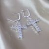 South Korea Design Jewelry 14K gold plated  Zircon Cross Pendant Earrings Elegant Women's Party Accessories