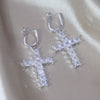 South Korea Design Jewelry 14K gold plated  Zircon Cross Pendant Earrings Elegant Women's Party Accessories