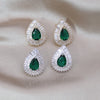 South Korea Design Jewelry  Green Zircon Water Drop stud Earrings Elegant Women's Prom Party Accessories