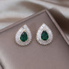 South Korea Design Jewelry  Green Zircon Water Drop stud Earrings Elegant Women's Prom Party Accessories