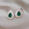 South Korea Design Jewelry  Green Zircon Water Drop stud Earrings Elegant Women's Prom Party Accessories
