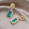 South Korea Design Jewelry  Square Crack Zircon Pendant Earrings Elegant Women's Party Accessories