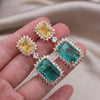 South Korea Design Jewelry  Square Crack Zircon Pendant Earrings Elegant Women's Party Accessories