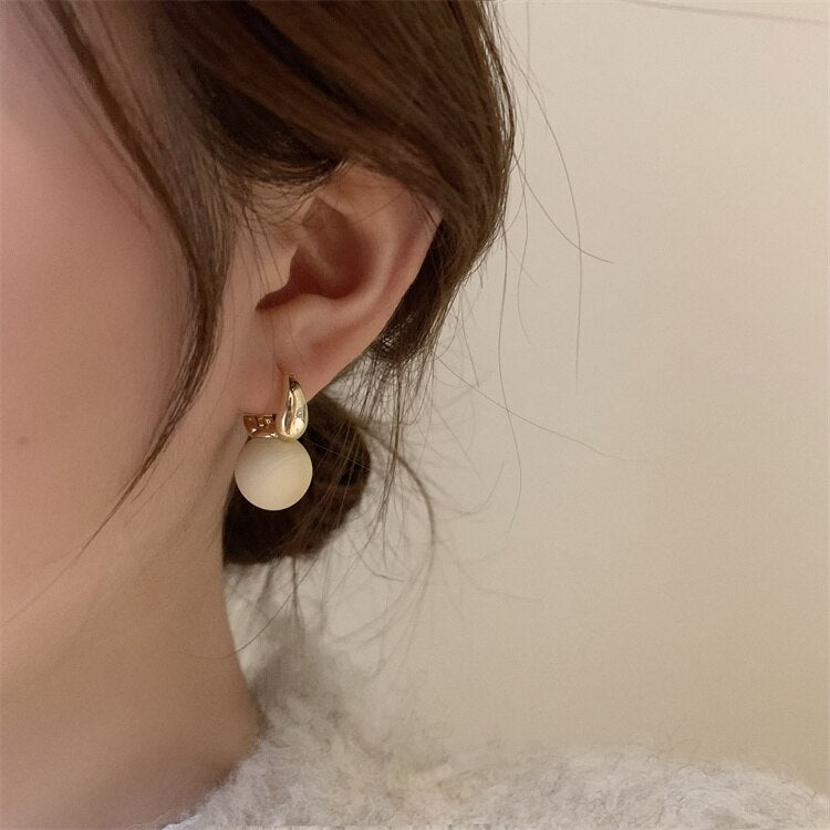 South Korea Design Jewelry Simple Beads Pendant Earrings Elegant Women's Daily Work Accessories