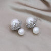 South Korea Design Jewelry Simple Double sided Pearl Claw Zircon Earrings Elegant Women's Daily Work Accessories