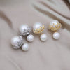 South Korea Design Jewelry Simple Double sided Pearl Claw Zircon Earrings Elegant Women's Daily Work Accessories