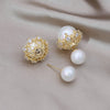 South Korea Design Jewelry Simple Double sided Pearl Claw Zircon Earrings Elegant Women's Daily Work Accessories