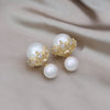 South Korea Design Jewelry Simple Double sided Pearl Claw Zircon Earrings Elegant Women's Daily Work Accessories