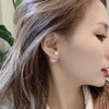 South Korea Design Jewelry Simple Double sided Pearl Claw Zircon Earrings Elegant Women's Daily Work Accessories