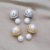 South Korea Design Jewelry Simple Double sided Pearl Claw Zircon Earrings Elegant Women's Daily Work Accessories