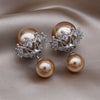 South Korea Design Jewelry Simple Double sided Pearl Claw Zircon Earrings Elegant Women's Daily Work Accessories