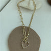 South Korea 's Dongdaemun Wild Rhinestone Zircon Peach Heart Clavicle Chain  Western Style Necklace