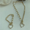 South Korea 's Dongdaemun Wild Rhinestone Zircon Peach Heart Clavicle Chain  Western Style Necklace