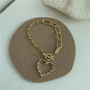 South Korea 's Dongdaemun Wild Rhinestone Zircon Peach Heart Clavicle Chain  Western Style Necklace