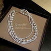 South Korea's  Multilayer Pearl Necklace Clavicle Chain Necklace Exaggerated Personality Item Jewelry Women
