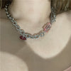South Korea's Peach Blossom Elements Can Be Restructured Necklace Niche Design Titanium Steel Clavicle Chain  Necklace