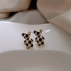South Korea's design jewelry cute bear black and white dripping earrings elegant girl gifts women's daily earrings
