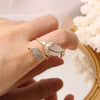 South Korea's design jewelry exquisite copper inlaid zircon opal tulip creative opening ring female prom party ring