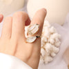 South Korea's design jewelry exquisite copper inlaid zircon opal tulip creative opening ring female prom party ring