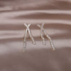 South Korea's design jewelry  full zircon cross long earrings  women's wedding party accessories
