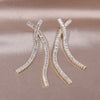 South Korea's design jewelry  full zircon cross long earrings  women's wedding party accessories