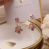 South Korea's design jewelry  shiny pink zircon flower earrings hooks two ways to wear female earrings