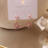 South Korea's design jewelry  shiny pink zircon flower earrings hooks two ways to wear female earrings