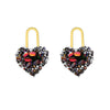 South Korea's design jewelry vintage black crystal love earrings elegant and high-end women's prom earrings