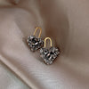South Korea's design jewelry vintage black crystal love earrings elegant and high-end women's prom earrings