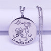Spanish Mama and Baby Stainless Steel Charm Necklaces Silver Color Pendant Women Jewelry Mother's day gift cadenas mujer N721S01