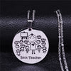 Spanish Mama and Baby Stainless Steel Charm Necklaces Silver Color Pendant Women Jewelry Mother's day gift cadenas mujer N721S01