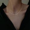 Sparkling Choker Necklace Simple Silver Color Sexy Clavicle Chain Korean Luxurious Jewelry for Women Temperament Necklaces Girls