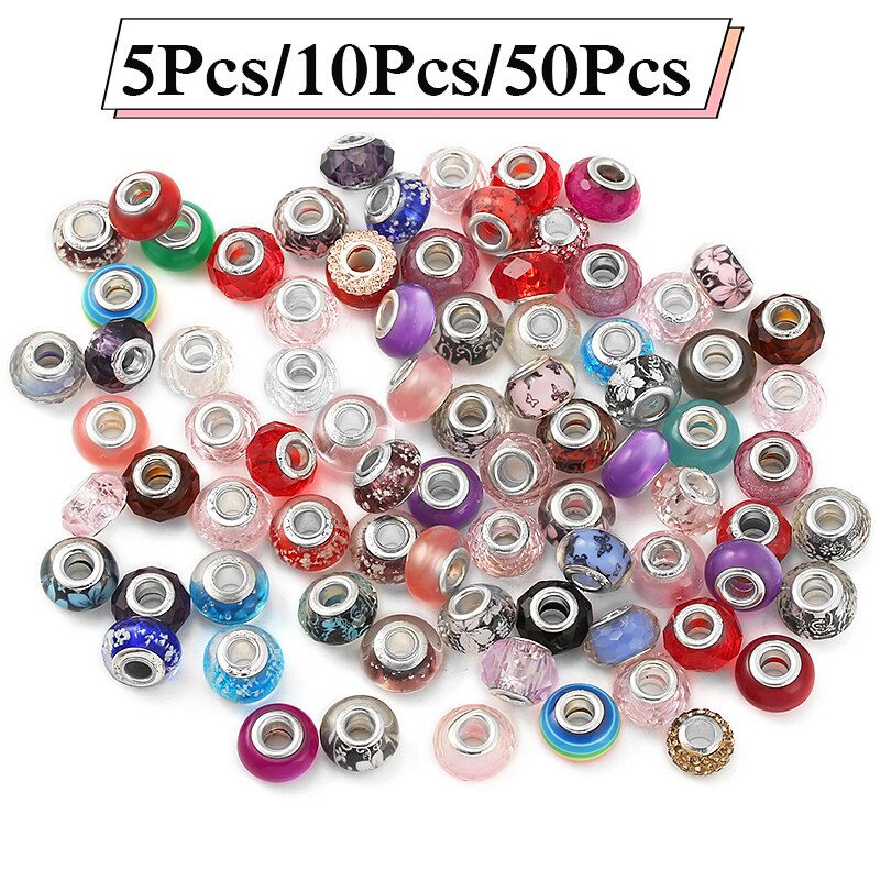 Sparkling Mixed Random Murano Crstal Glass Beads Fit Original Brand Charm Bracelet Bangles For Women Jewelry Making 1000 Style