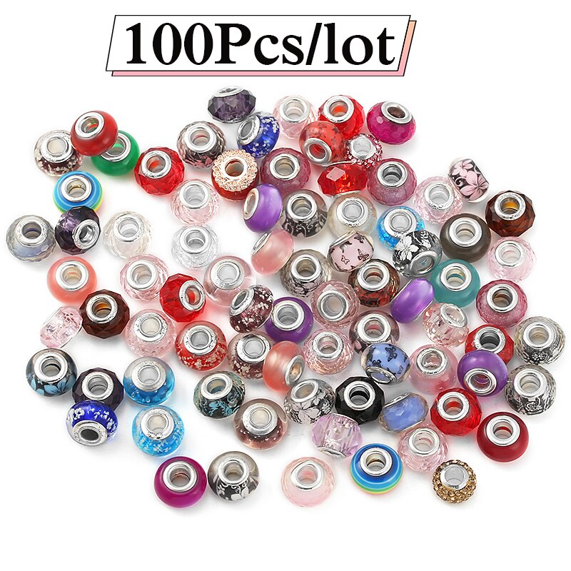 Sparkling Mixed Random Murano Crstal Glass Beads Fit Original Brand Charm Bracelet Bangles For Women Jewelry Making 1000 Style