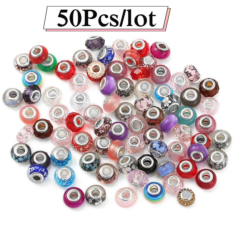 Sparkling Mixed Random Murano Crstal Glass Beads Fit Original Brand Charm Bracelet Bangles For Women Jewelry Making 1000 Style