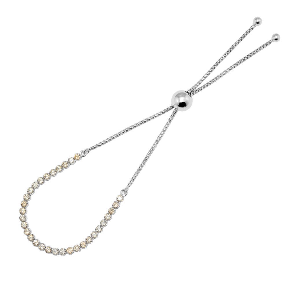 Sparkling Strand Bracelets with Golden CZ 100% 925 Sterling Silver Jewelry