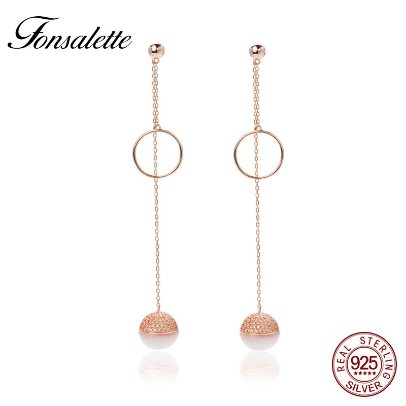 Ball Design Long Hanging Tassel Drop Dangle Earrings Gold Color Creative Planet Natural Shell Jewelry Women Gift zk40