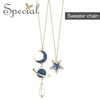 Special Star Moon Necklace women's sweater chain long 2021 star moon love s2092n