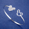 Special offer 925 Stamped Silver color fine Frosted Mickey bangle Bracelets for Women Party wedding Gifts Jewelry