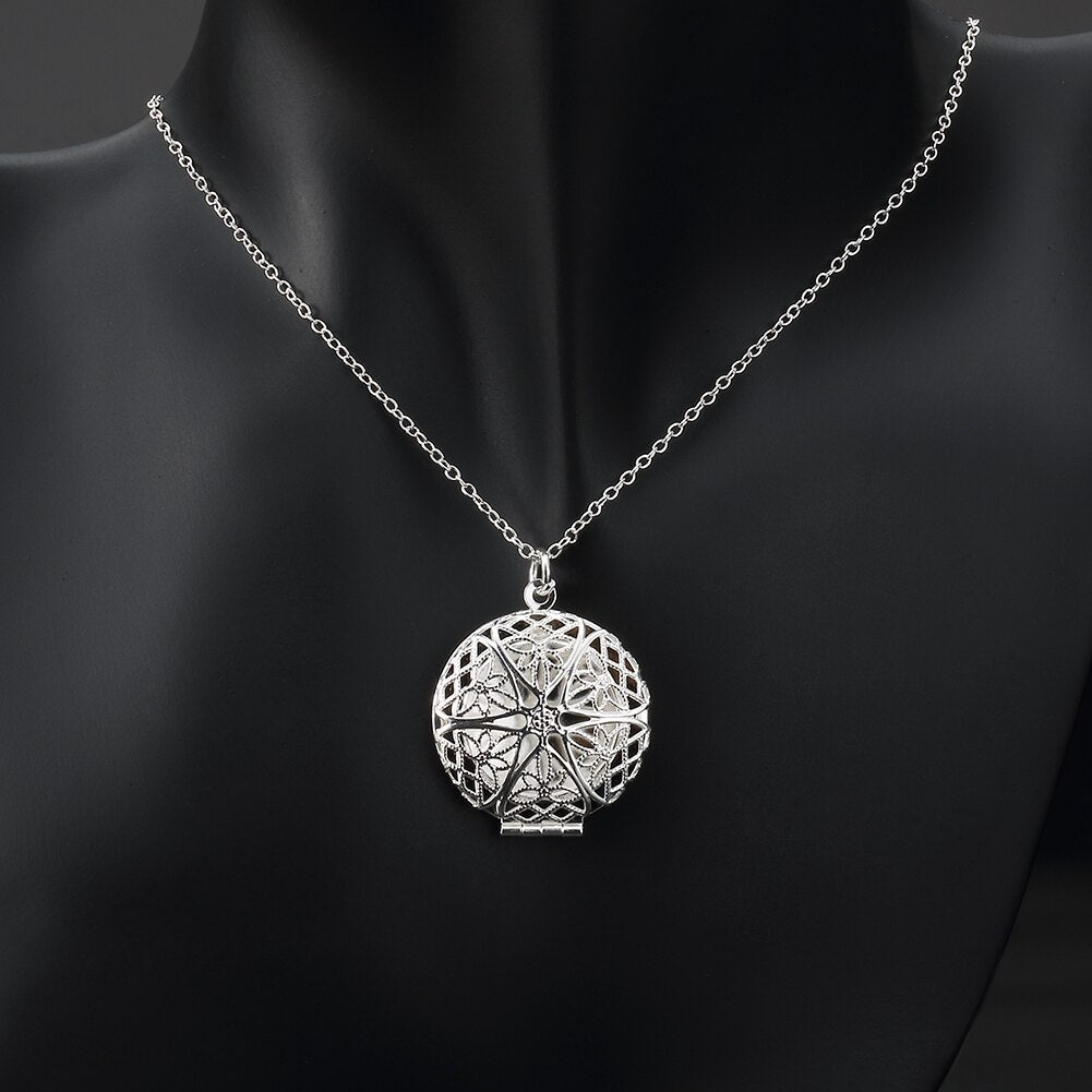 Special offer 925 Stamped Silver fine Round photo frame Pendant Necklace For Women Christmas gift wedding party Jewelry