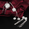 Special offer 925 Sterling Silver Pretty rose flower bangle rings Bracelets necklace earrings Jewelry set for women party gifts