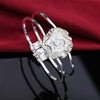 Special offer 925 Sterling Silver Pretty rose flower bangle rings Bracelets necklace earrings Jewelry set for women party gifts