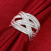 Special offer 925 Sterling Silver rings Bracelets Jewelry set for woman Pretty wide Weave bangle adjustable Party gifts