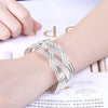 Special offer 925 Sterling Silver rings Bracelets Jewelry set for woman Pretty wide Weave bangle adjustable Party gifts