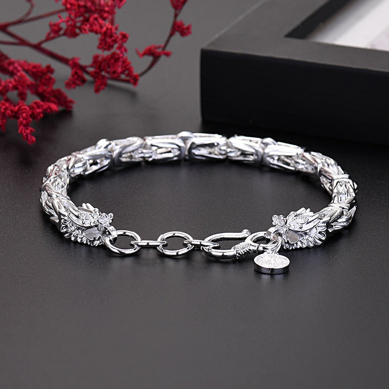 Special offer Noble 925 Sterling Silver classic dragon head Chain bracelet for men's designer jewelry party wedding gift