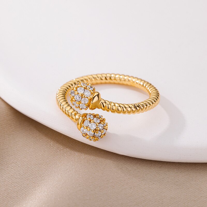 Spherical Zircon Rings for Women Stainless Steel Gold Color Finger Ring Femme 2023 Trend Wedding Aesthetic Jewelry anillos mujer